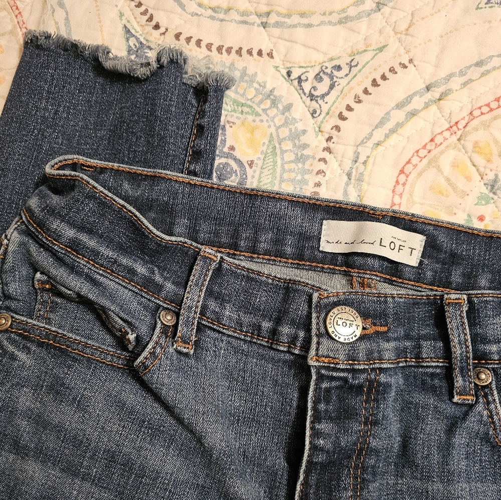 LOFT Women's Dark Blue Skinny Ankle Jeans